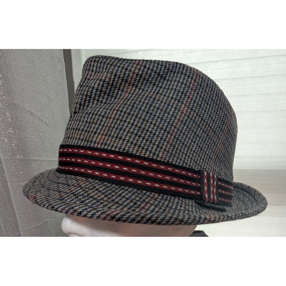 Ben Sherman Plaid Fedora Hat Wool Blend L/XL Classic Mod Style